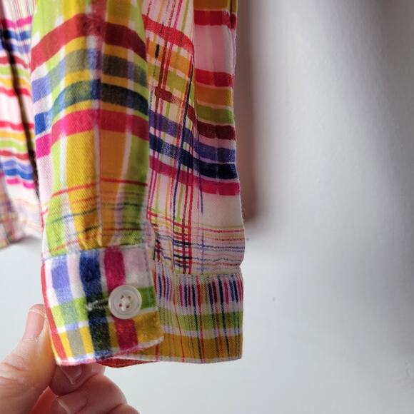 Cabi Plaid Button Up Blouse S Artsy Colorful Dopamine Top Mod Boho Slouchy Soft - Picture 4 of 12